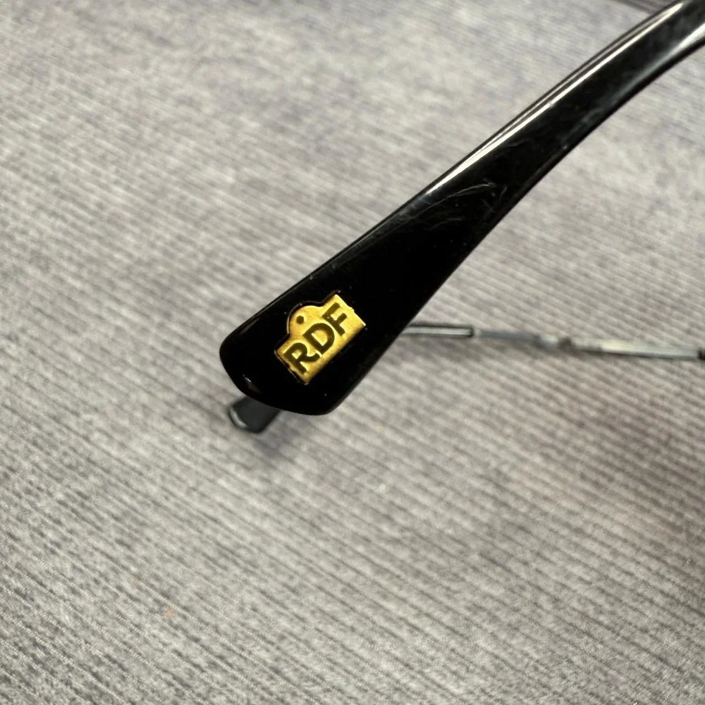 RUEDUFOU‎ Black Metal Round Eyeglasses Frames RDF Logo Y2k